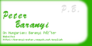 peter baranyi business card